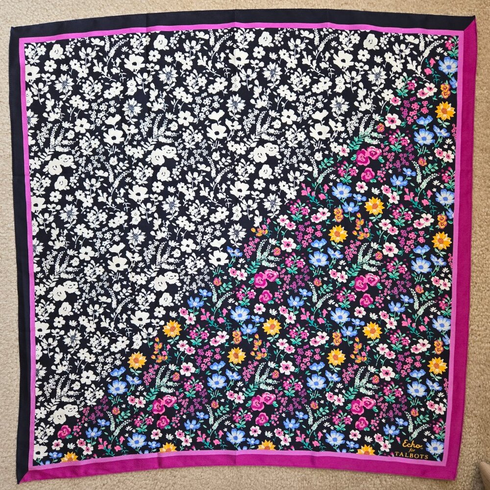 NWOT Echo For Talbots Floral Square Scarf - Picture 14 of 14